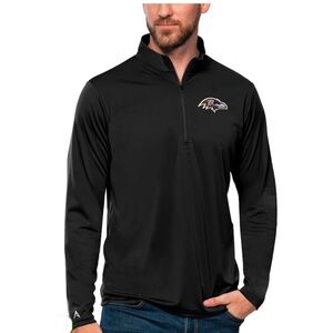 BALTIMORE RAVENS Antigua Black Lightweight Shirt Jacket Quarter-Zip